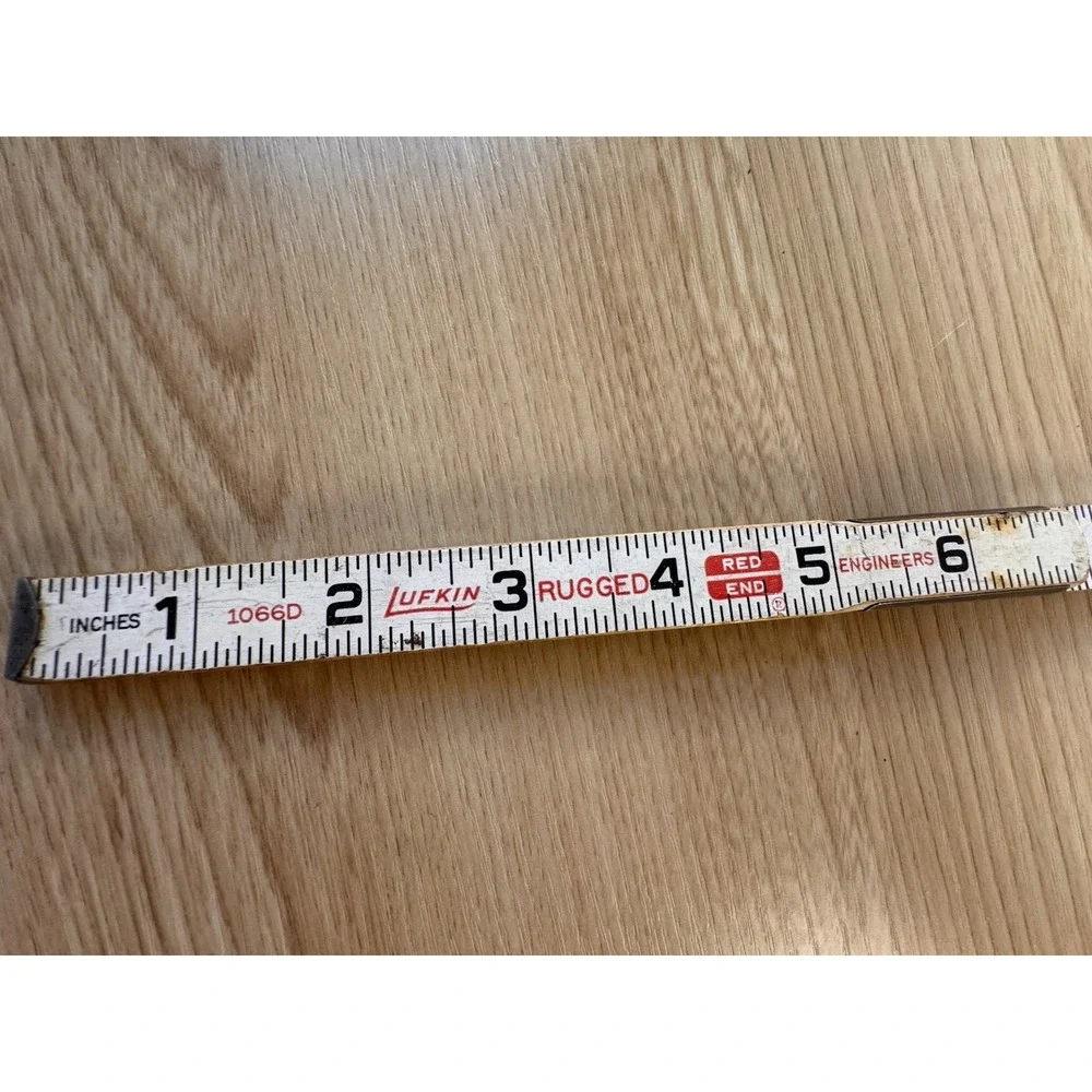 Vintage Lufkin 1066D 6 Ft Engineers Folding Rule Wood Red End Made USA